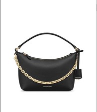 RARE NWT/NIB Maison de Sabre Black Caviar Soft Leather Hobo Bag with Gold Chain picture