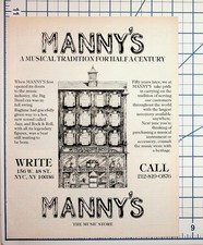 Manny's Music Store NYC 48th St Ad Ephemera 1980s Original Vintage picture