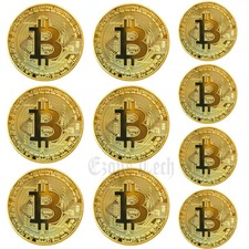 10Pcs Physical Bitcoin Commemorative Coin Gold Plated Collection Collectible picture