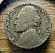 1945-P Jefferson War Nickel - Actual 35% Silver Coin Shown -  INV75 picture