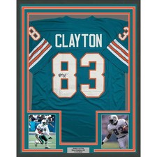 Framed Autographed/Signed Mark Clayton 35x39 Miami Teal Jersey JSA COA picture