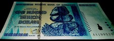 Zimbabwe 100 Trillion Dollars 2008 AA P-91 Banknote New UNC Zim Currency w/COA picture
