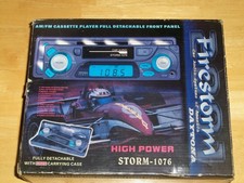 VINTAGE AM/FM Cassette Car Stereo -- FIRESTORM STORM-1076 -- New In Open Box picture