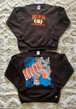 Vintage 91’ & 92’ Cleveland Browns Logo 7 Embroidered Crewneck Sweatshirts Lrg picture