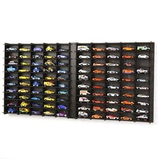 1:64 Scale Diecast Car Wall Display Case Holds 100 Cars – Wooden Toy Car Storage picture