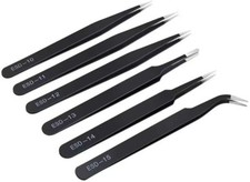 6Pcs ESD Anti-static Tweezers Set Maintenance Repair Stainless Steel Tools Kit picture
