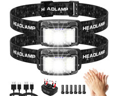 Linterna frontal recargable, paquete de 2 unidades, 2000 lúmenes, LED superbrill picture