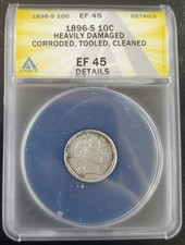 *Key Date* 1896-S Barber Dime 10c - ANACS EF 45 Details picture