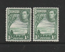 Bermuda  1938/52 GV1 defs, 1/- both listed shades, UM/MNH SG 115 & 115a picture