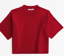 Abercrombie & Fitch Luxe Loft Sweater Tee Women’s Small Red Short Sleeve NWT picture
