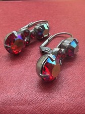 Authentic Sorrelli Vibrant Red Aurora Borealis Dangle Earrings Mint picture