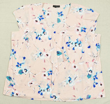 Lane Bryant Women's Size 26 Floral Ruffle V-Neck Flutter Sleeve Blouse Top Pink picture