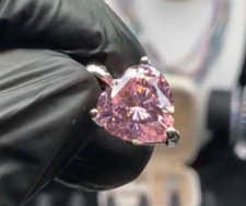 sterling silver with pink jewel heart shaped picture