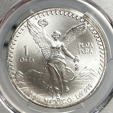 1994 Mo Mexico 1 Onza PCGS MS66 Fine Silver 0.999 Libertad 1 Oz Coin - B38 picture