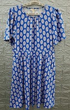 New Boden Louisa Short Sleeve Breathable Jersey Dress Blue/White Size 12 picture