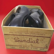 Vintage Unworn Deadstock Sundial Black Leather Heels Made In Usa picture