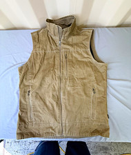 Kuhl Men’s Full Zip Vintage Patina Dye Burr Work Vest Tan Size L picture