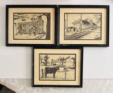 Three (3) Vintage Hampton Roads Framed Art picture