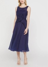 JS Collections Twilight Blue Hedi Organza Cocktail Midi Dress Size 14 $268 picture