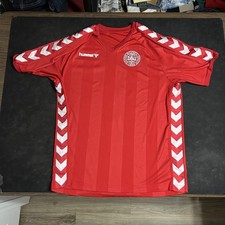 Denmark National Team Jersey Mens 2XL Red Soccer Hummel DBU 8 Chevron Stripes picture
