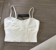 BCBGMAZARIA WHITE BANDAGA CROP TOP picture