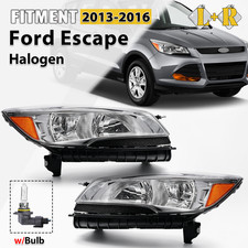For 2013-2016 Ford Escape Halogen Headlight Chrome with Bulb Left+Right Pair picture