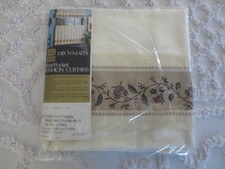 NIP Vtg. PAIR Sears AUTUMN WHEAT LIGHT TIER CURTAINS - Pair Width 68