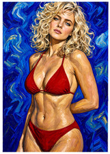 ERIKA ELENIAK * Fun Novelty * CELEBRITY * Illustrated Art Card * ATC ACEO picture