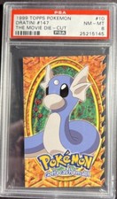 1999 Pokémon Topps Movie Edition Blue Logo 10 Dratini Die - Cut PSA 8 picture