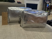 NWT BÉIS x Chipotle Burrito Makeup Bag Set Foil Silver Limited Edition 2 Piece picture