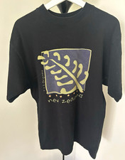 Vintage T&S Originals New Zealand Graphic T-Shirt Black Cotton Size S picture