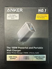 Anker Prime 100W GaN Wall Charger 3-Port 2 USB-C 1 USB-A (New) picture