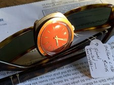 RARE  1970’S SWISS Waltham ORANGE  DIVER  Wristwatch-B415-Y-refurb. Crystal.RUNS picture