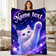 Personalized Celestial Cat Fleece Blanket picture