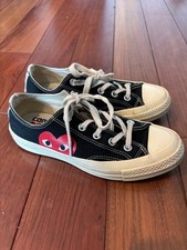 Converse x Comme des Garçons PLAY Black Canvas Low-Top Sneaker Womens 6 Mens 4 picture