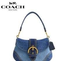 COACH Soho Shoulder Bag Upcycled Repurposed Denim Blue CR737 outlet picture