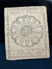 1776 Continental Currency Half Dollar Note FUGIO 13 Colonies Hall & Sellers picture