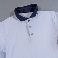 Greyson Golf Polo Shirt Mens Medium Blue Short Sleeve Navy Contrast Collar picture