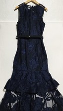 NEW Milly Anna Embroidered Maxi Dress Size 10 Navy Blue Black Floral Tiered picture