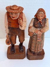 Vintage Bavarian German Wood Figurines Man Woman Pair 6