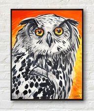Striking gray Owl Pop Art - 20x16