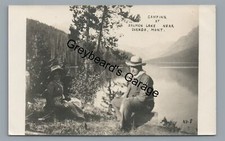 RPPC Camping at Salmon Lake near OVANDO MT Montana Vintage Real Photo Postcard picture