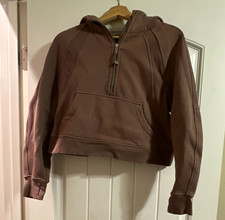 lululemon Scuba 1/2 Zip Hooded Fleece Pullover Hoodie Pockets Brown XS/S picture