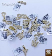 Real 10K Yellow Gold Diamond Alphabet A-Z Initial Charm Pendent Men Women Gift picture