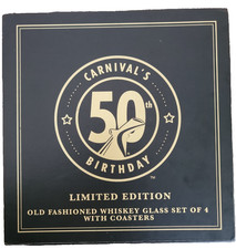 Carnival's 50th Birthday Limited Edition Whiskey Glasses set of 4 with Coasters picture
