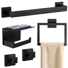 STWWO 5-Piece Matte Black Bathroom Accessories Hardware Set picture