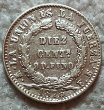 1878 PTS FE BOLIVIA - 10 CENTAVOS -  .900 SILVER - VERY HIGH GRADE - KM# 158.2 picture