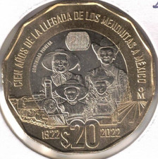 2022 Mexico 20 pesos Brilliant Uncirculated Mennonites Commemorative coin picture