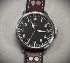 Laco Augsburg Grau 42mm Automatic Pilot Watch  BLACK Dial German Leather picture