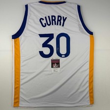 Autographed/Signed Stephen Steph Curry Golden State White Jersey JSA COA picture